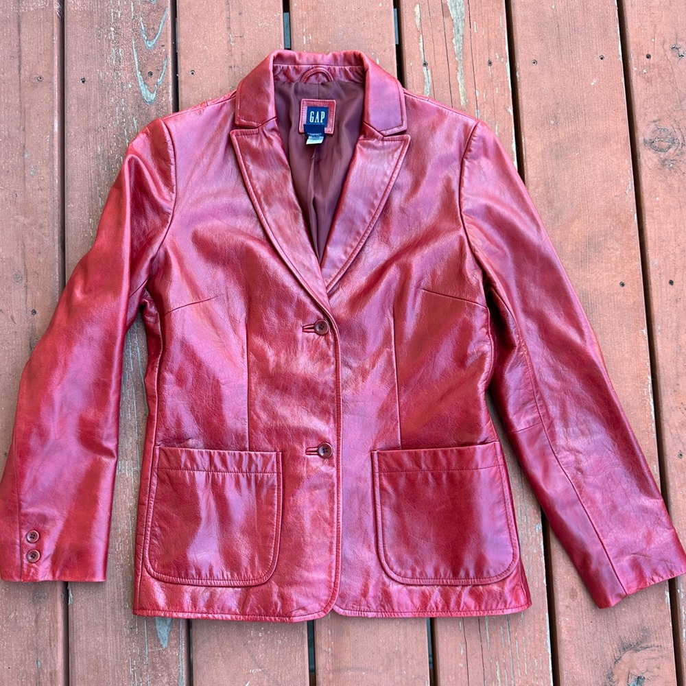 Beautiful Bold GAP Leather Blazer red size small